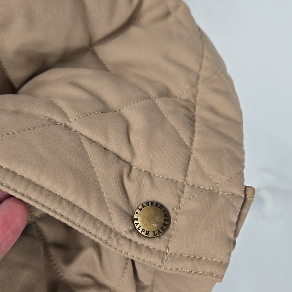 LAUREN Ralph Lauren khaki puffer jacket large petite - Picture 8 of 10